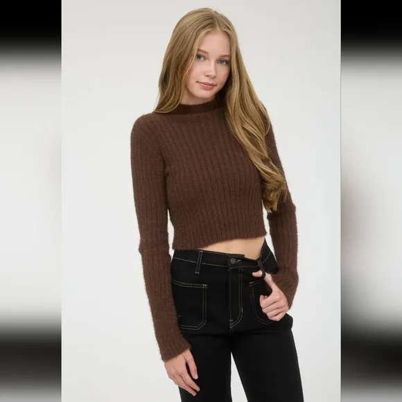 🧸 Chocolate Fuzzy Soft Sweater - Picture 3 of 5